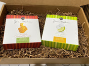 Large Food=Love Gift Box containing two  Janis & Melanie 10 oz boxes - Original Cheese Straws and Key Lime Tea Cookies