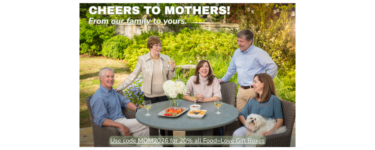 Mothers Day Photo of the J&M Family & link to Food=Love Gift box collection & MOM2026 Coupon Code