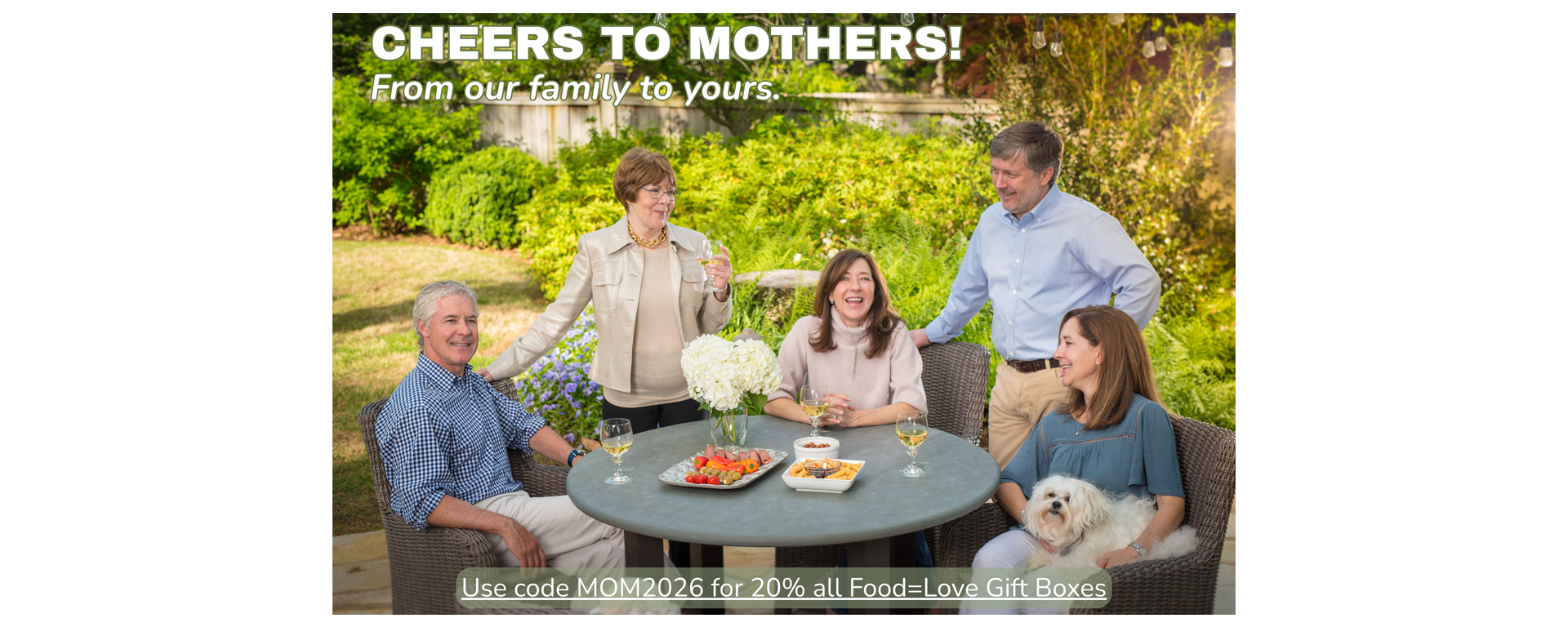 Mothers Day Photo of the J&M Family & link to Food=Love Gift box collection & MOM2026 Coupon Code