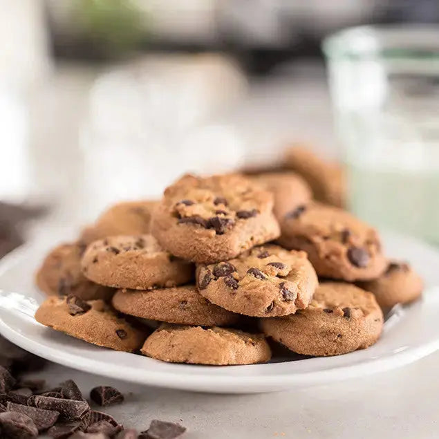 a plate of Janis & Melanie Chocolate Chip Cookies