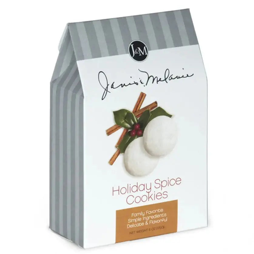 Janis & Melanie Holiday Spice Tea Cookies in a 6 oz carton