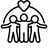 outline of 3 people under a arch with a heart over them