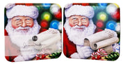 Two Janis & Melanie Santa Gift Tins. One with the translucent product band and one without the band