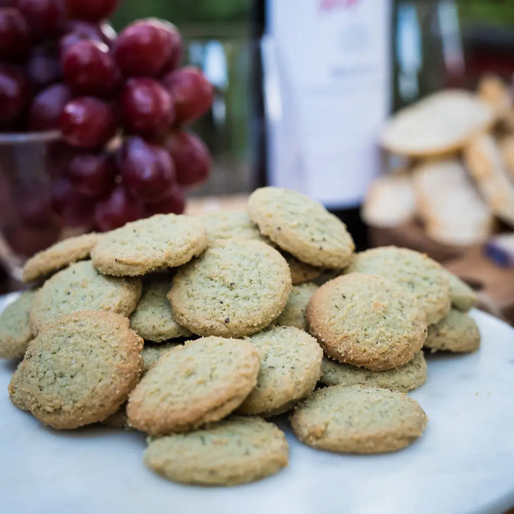 close up image of Janis & Melanie Cabernet Wine Biscuits