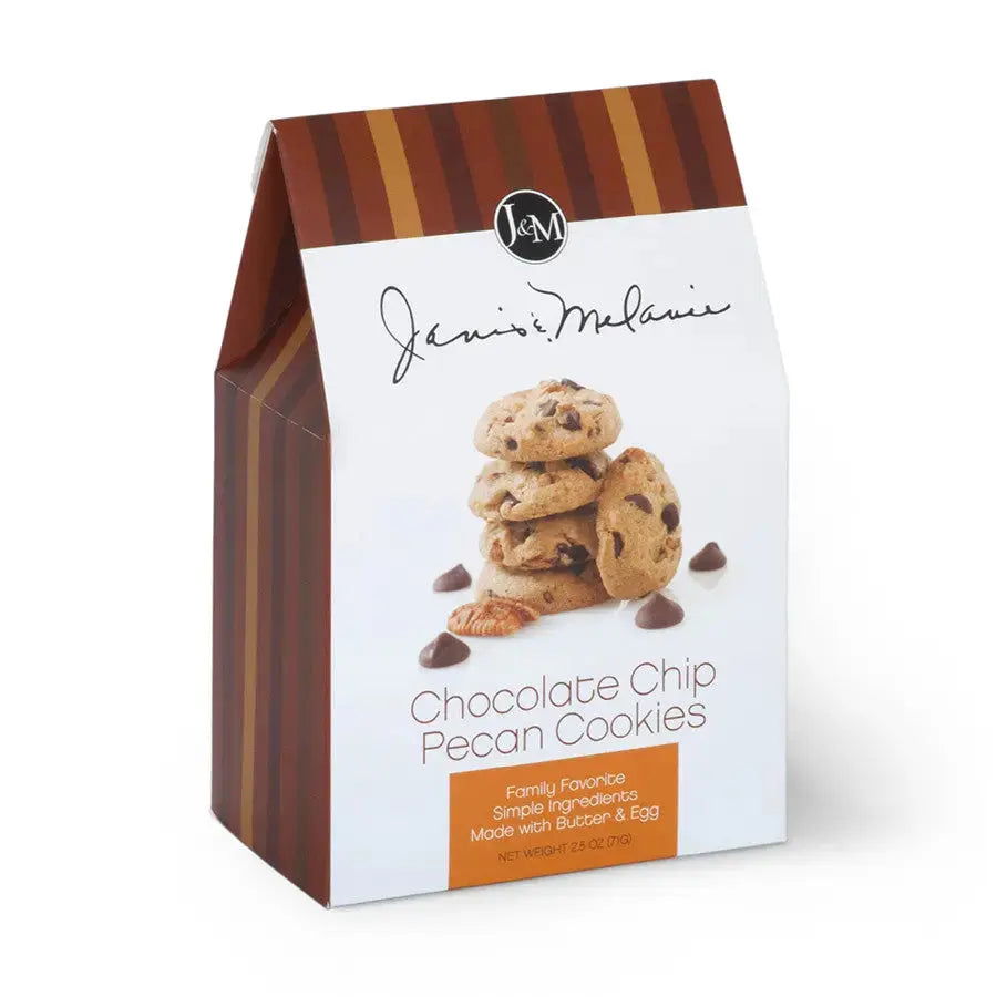 Janis & Melanie Chocolate Chip Pecan Cookies in a 2.5 oz carton