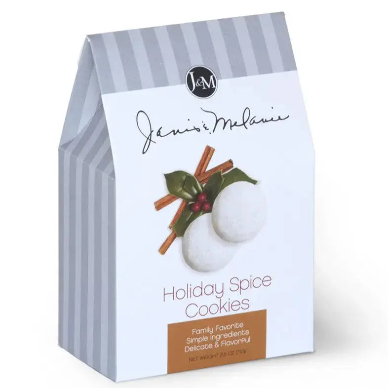 Janis & Melanie Holiday Spice Tea Cookies in a 2.5 oz carton