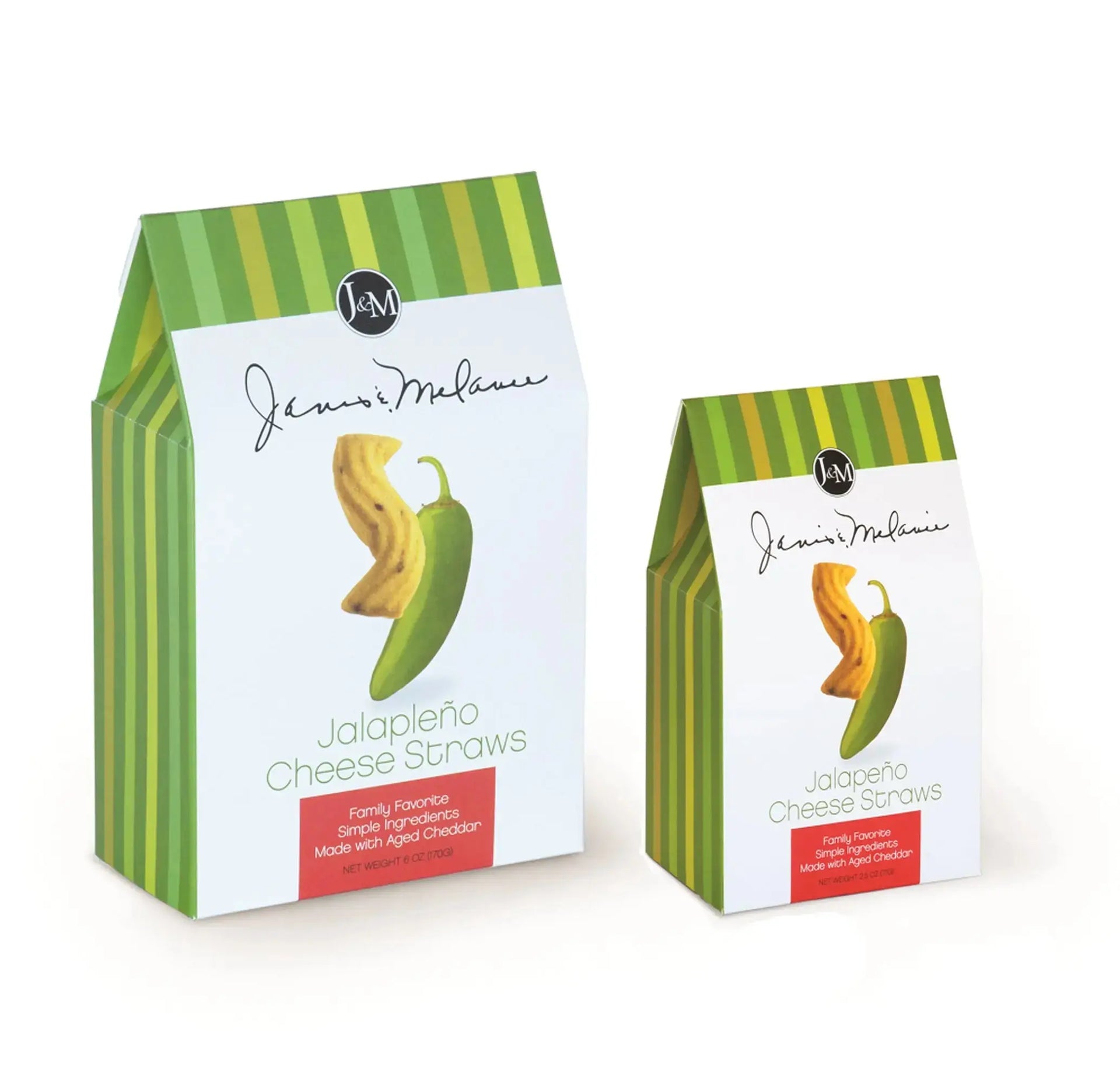 Janis & Melanie Jalapeño Cheese Straws product lineup