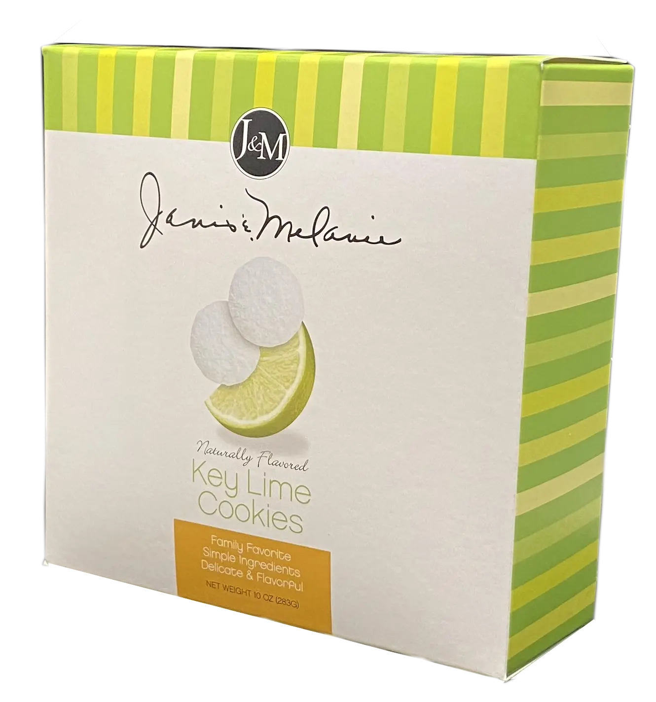 Janis & Melanie Key Lime Tea Cookies in a 10 oz carton