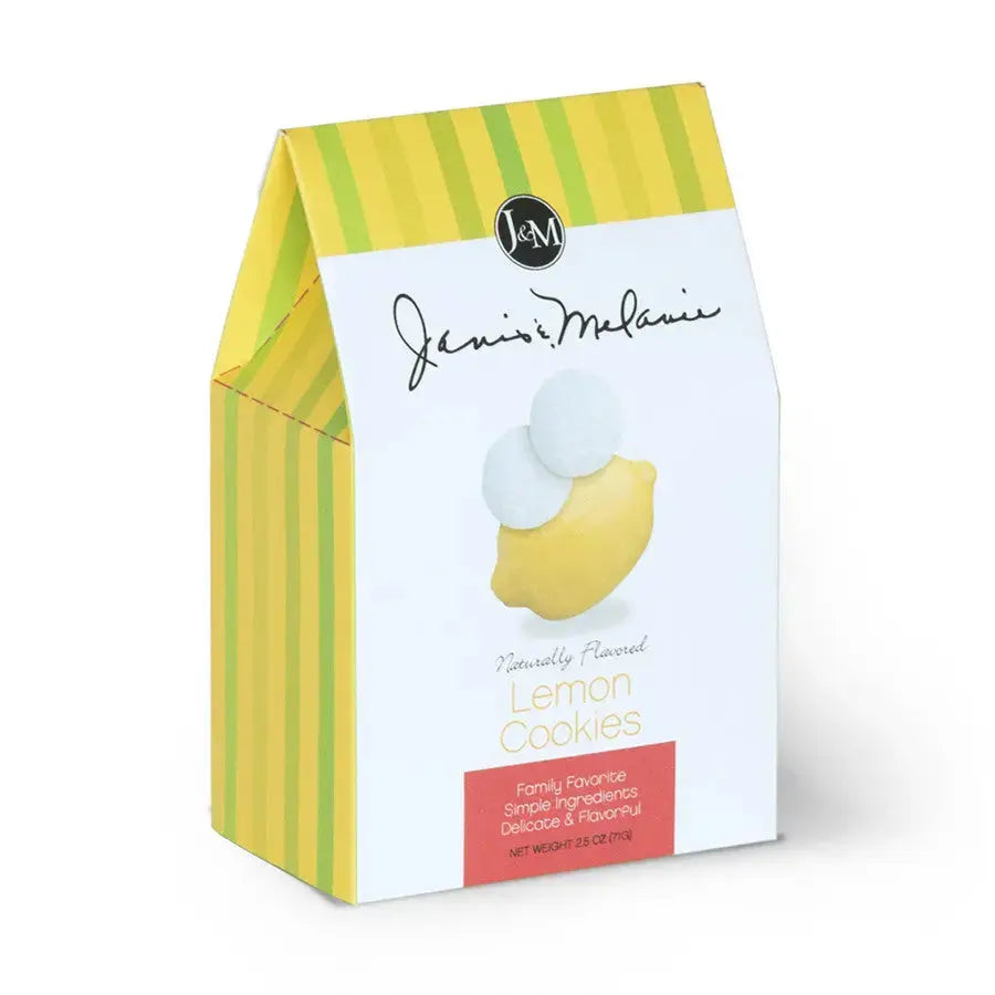 Janis & Melanie Lemon Tea Cookies in a 2.5 oz carton