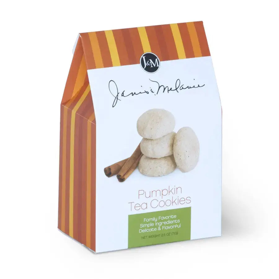 Janis & Melanie Pumpkin Tea Cookies in a 2.5 oz carton