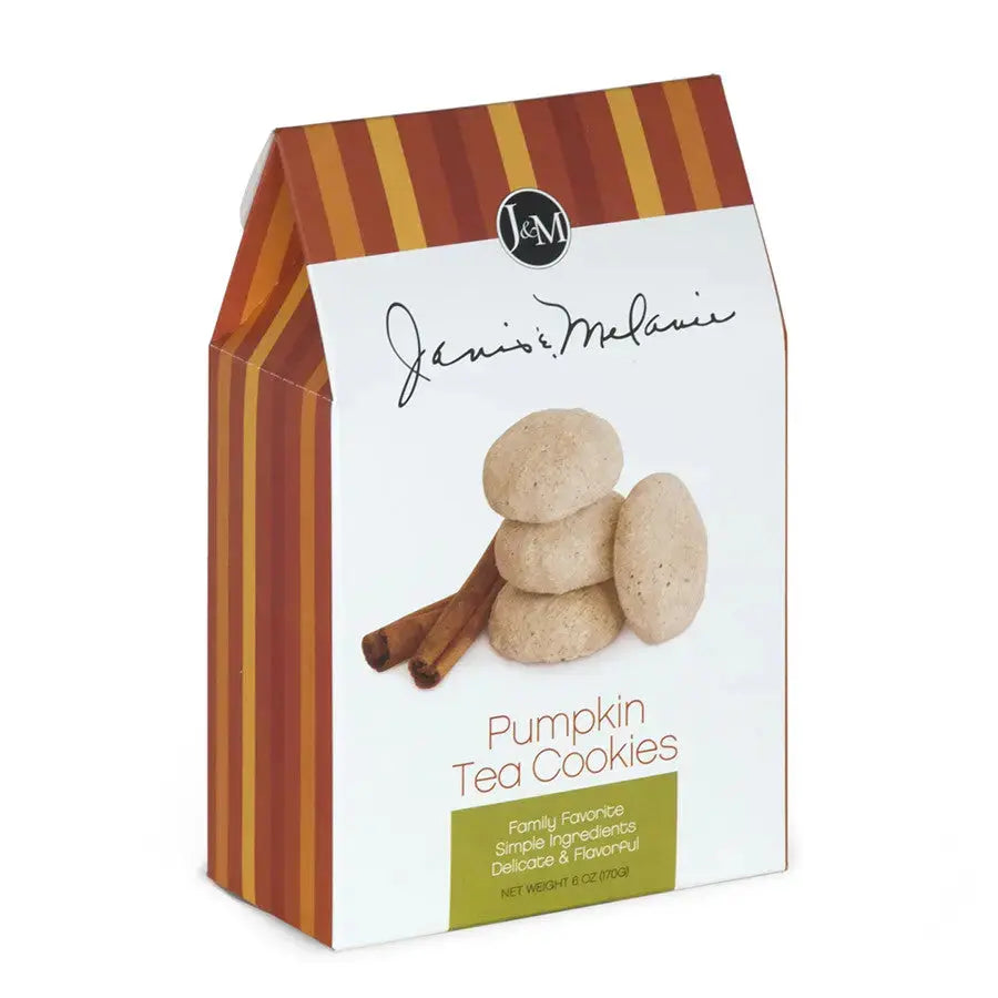 Janis & Melanie Pumpkin Tea Cookies in a 6 oz carton