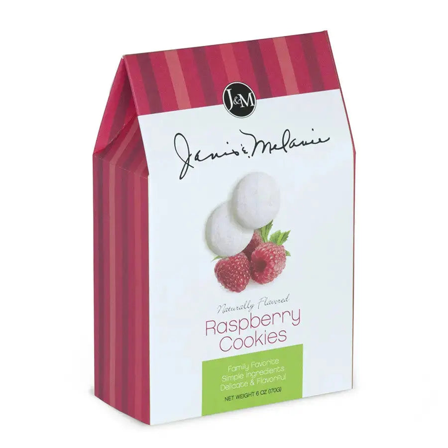 Janis & Melanie Raspberry Tea Cookies in a 6 oz carton