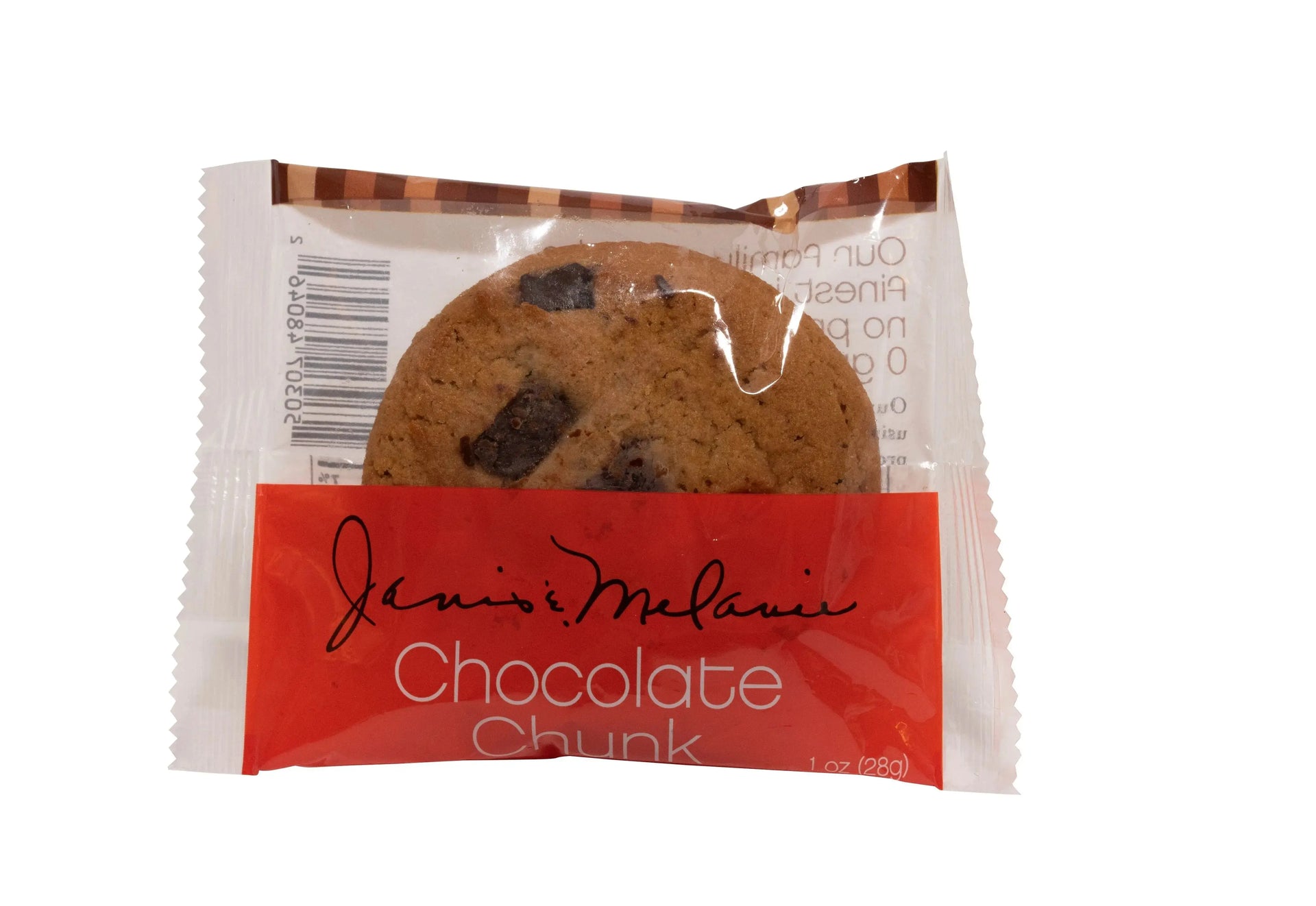 A single Janis & Melanie Soft Baked Chocolate Chunk Cookie