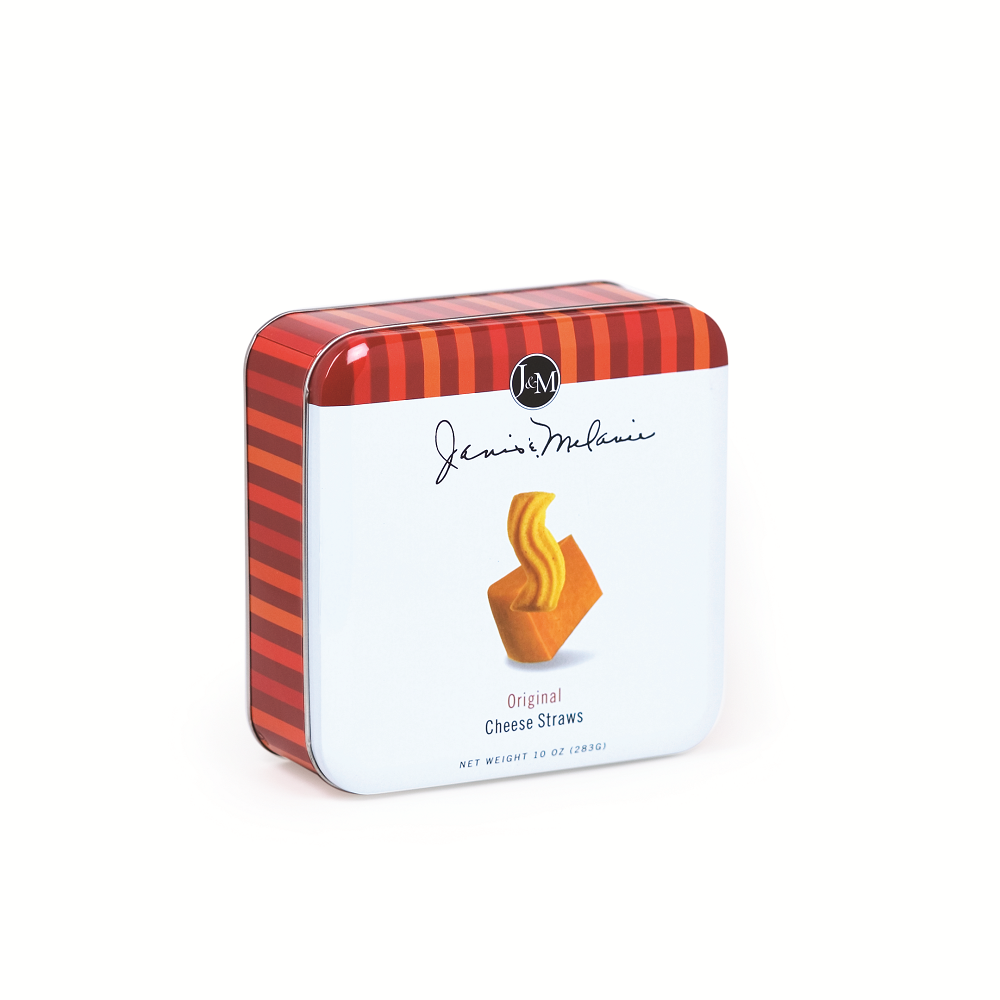 10 oz tin of Janis & Melanie Original Cheese Straws